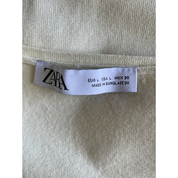 Zara Ivory Long Sleeve Button Up Sweater Cardigan Women’s Top Size L Fits M NWOT - Picture 3 of 4
